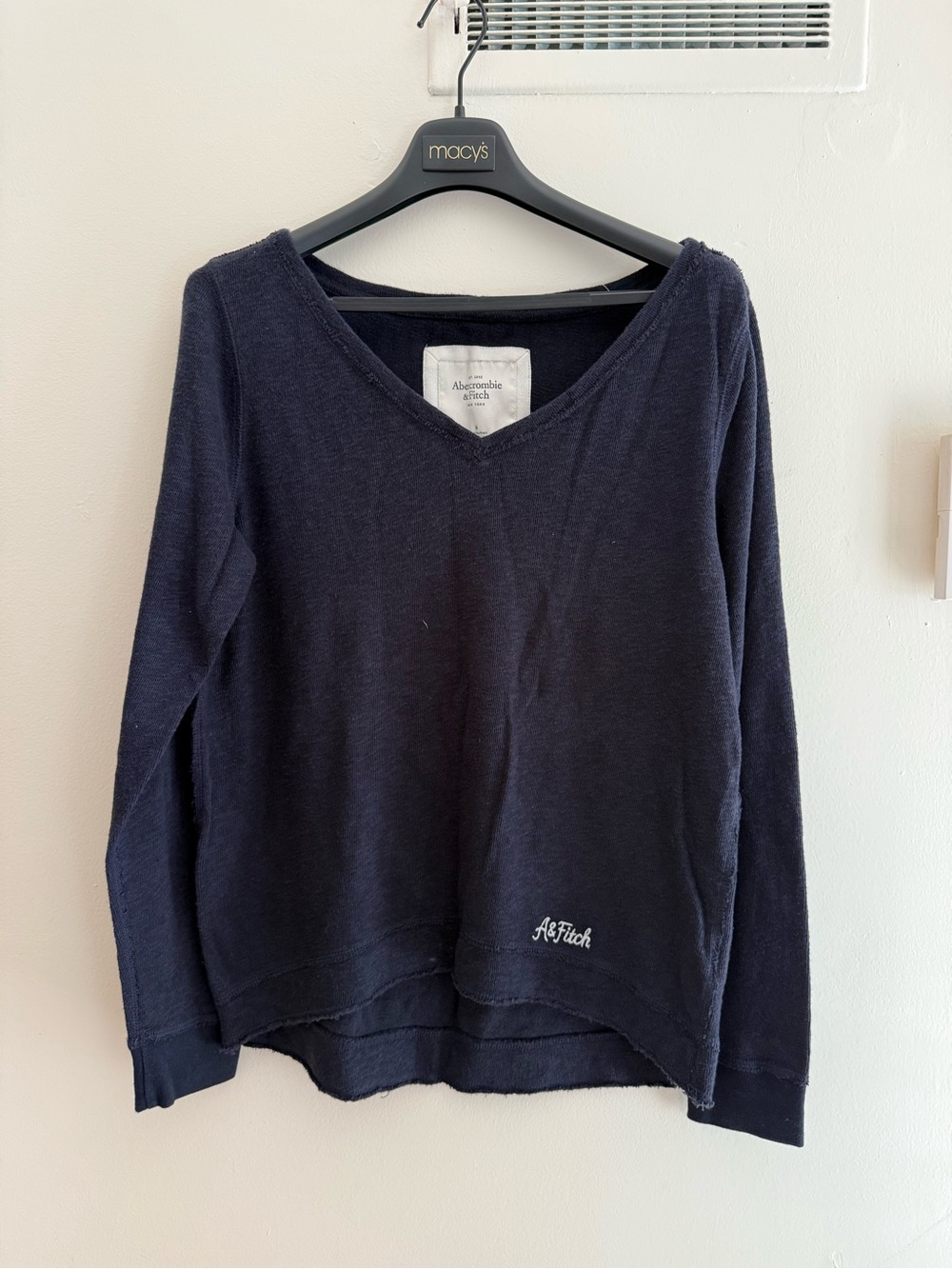 Abercrombie & Fitch Navy V-Neck Pullover Sweater